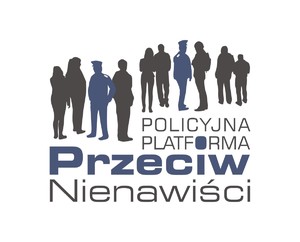 Logo Planu działania Policji w zakresie przeciwdziałania mowie nienawiści, przestępstwom nawoływania nienawiści na tle różnic narodowościowych, etnicznych, rasowych, wyznaniowych albo ze względu na bezwyznaniowość oraz propagowaniu faszyzmu i innych ustrojów totalitarnych” Biura Prewencji Komendy Głównej Policji.