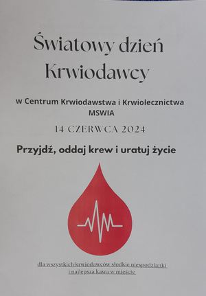 plakat Światowego Dnia Krwiodawcy