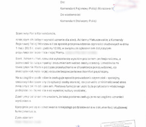 Treść podziękowań