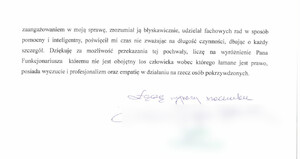 Treść podziękowań