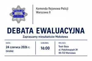 Zaproszenie dla mieszkańców Mokotowa na debatę społeczną ewaluacyjną w dniu 24 czerwca 2026 r. o godz. 16.00