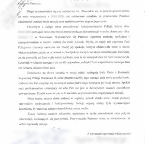 Treść podziękowań