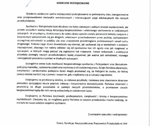Treść podziękowań